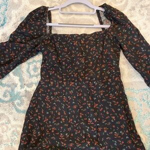 OAK + FORT Black Floral Long Sleeve Dress